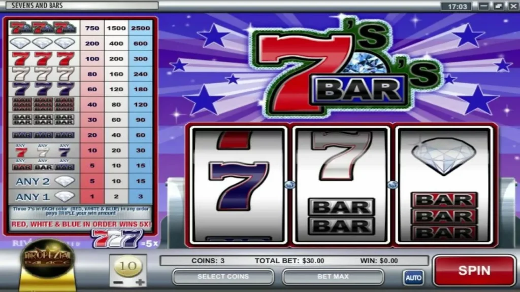 Старый игровой автомат с BAR и 777